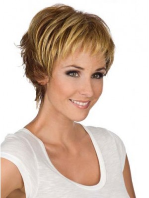 6 inch Modern Wavy Boycuts Blonde Short Wigs