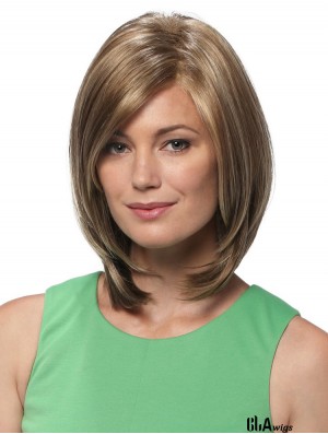 Straight Shoulder Length Blonde 12 inch Lace Front Hairstyles Bob Wigs