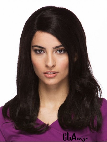 Black 14 inch Cheapest Long Straight Without Bangs Lace Wigs