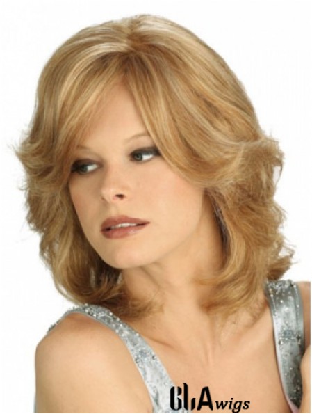 Blonde Shoulder Length Wavy Layered 100% Hand-tied Wig Store Online