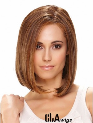 Lace Front Chin Length Straight Brown Hairstyles Bob Wigs