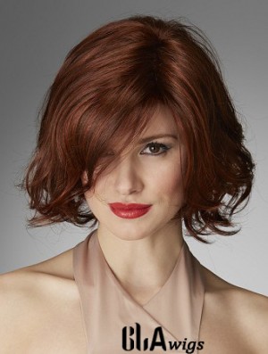 Chin Length Curly Layered Red Perfect 100% Hand-tied Wigs