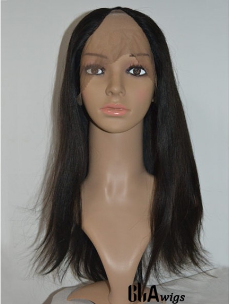 U Part Wig Cap With Lace Front Remy Long Length Black Color