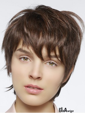 Straight Boycuts Cropped Auburn Stylish Lace Front Wigs