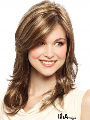 Blonde 15 inch Soft Shoulder Length Straight Layered Lace Wigs