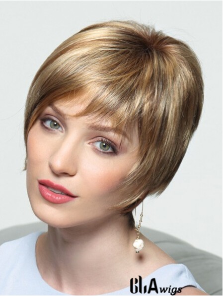 Layered Short Straight Blonde 8 inch Perfect Monofilament Wigs