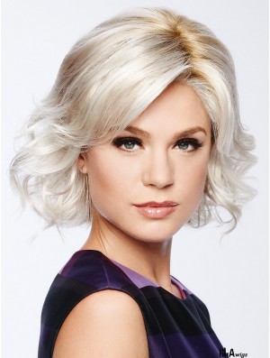 10 inch Chin Length Capless White Layered Bob Wig