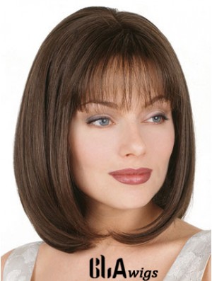 Straight Bob Wig Chin Length Brown Color Bobs Cut With Capless