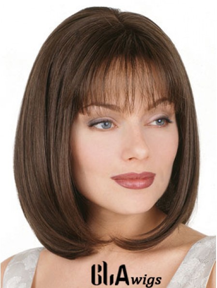 Straight Bob Wig Chin Length Brown Color Bobs Cut With Capless