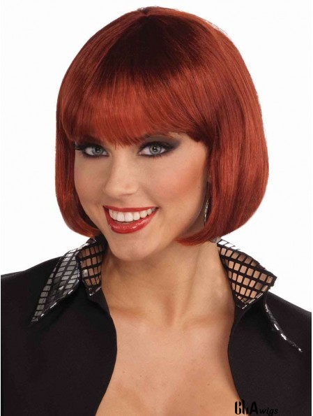 Chin Length Capless Synthetic Red Bob Wig