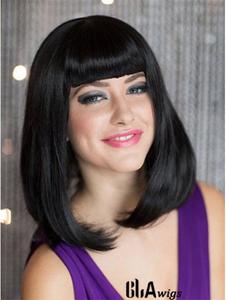 Capless Shoulder Length Straight Black Sassy Bob Wigs