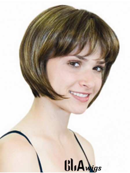 Straight Chin Length Blonde 10 inch Monofilament Convenient Bob Wigs