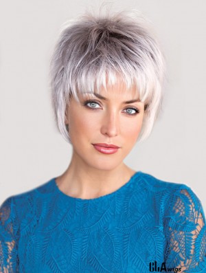 Capless Straight Cropped 6 inch Salt And Pepper Wig