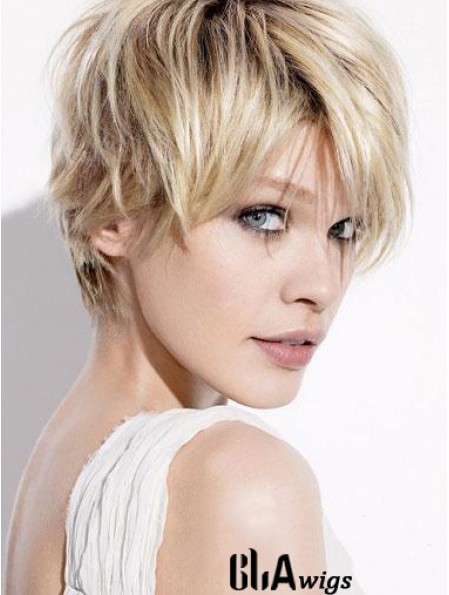 Short Blonde Wigs With Capless Straight Style Boycuts