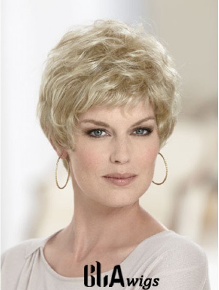 Boycuts Wavy Blonde Capless Discount Short Wigs