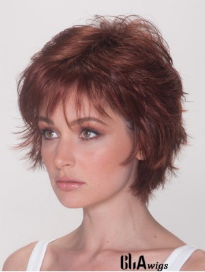 Best Wigs With Synthetic Capless Auburn Color Straight Style