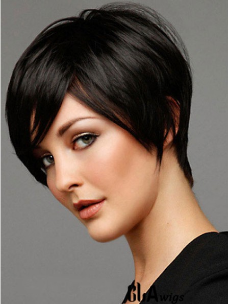 Short Wig With Capless Black Color Boycuts Straight Style