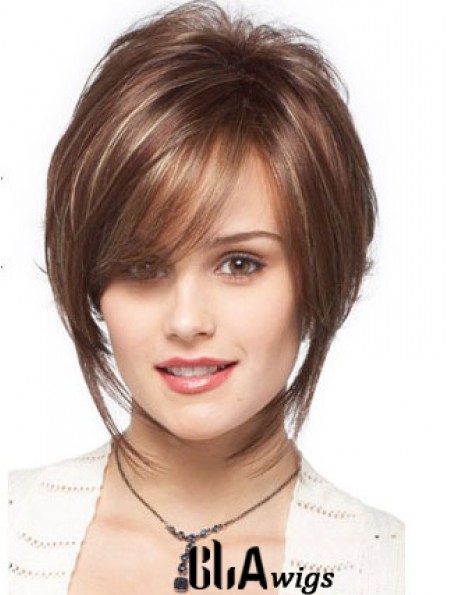 Bobs Wavy Brown Capless Designed Short Wigs