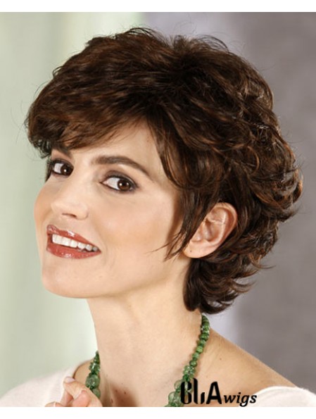 Curly Layered Cropped Sassy Brown Synthetic Wigs