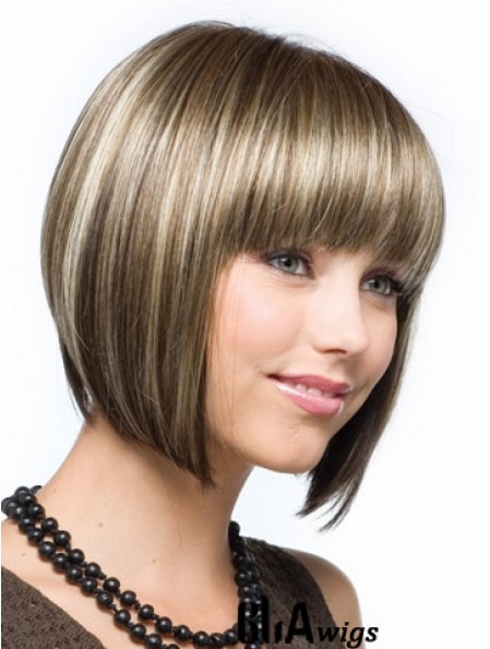 Bobs Straight Brown Capless Affordable Short Wigs