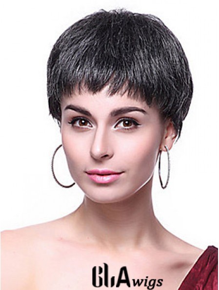 Boycuts Straight Black Capless Hairstyles Short Wigs