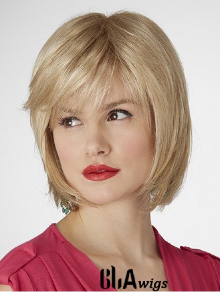 10 inch Natural Straight Bobs Blonde Short Wigs