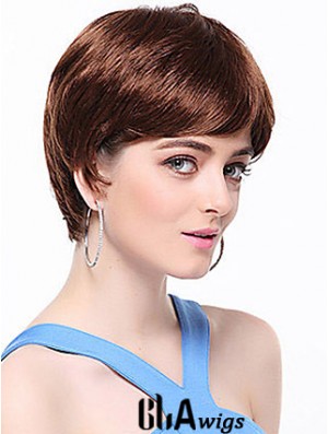 Boycuts Straight Auburn Capless Top Short Wigs