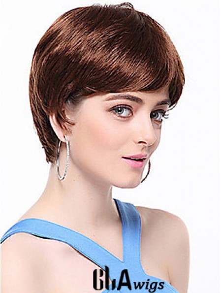 Boycuts Straight Auburn Capless Top Short Wigs