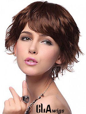 Layered Wavy Auburn Capless New Short Wigs