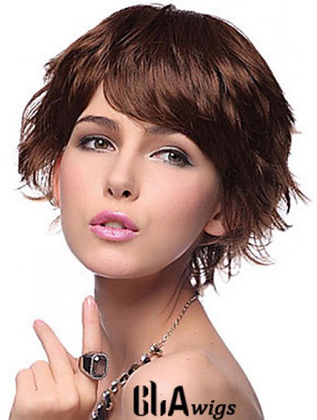 Layered Wavy Auburn Capless New Short Wigs