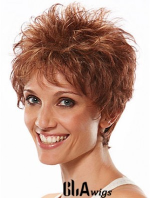 Boycuts Wavy Auburn Capless Flexibility Short Wigs