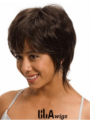 Chin Length Layered 10 inch Straight Brown Medium Wigs