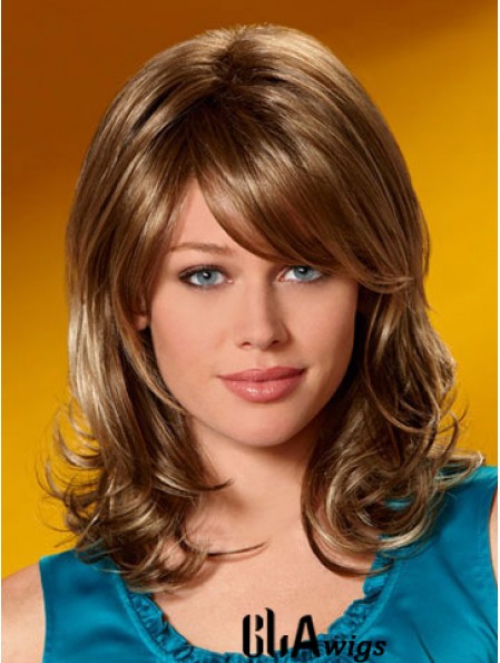 Incredible Wavy Auburn Shoulder Length Layered Medium Wigs