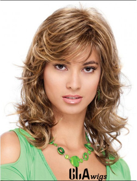 Popular Curly Blonde Shoulder Length Classic Medium Wigs