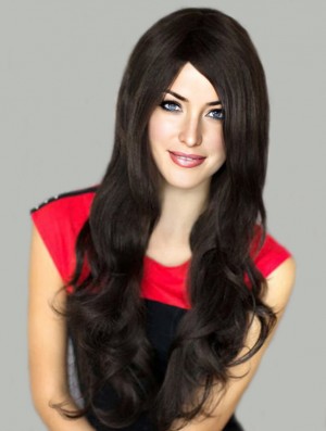 Black Wig Long Length Layered Cut With Synthetic Capless