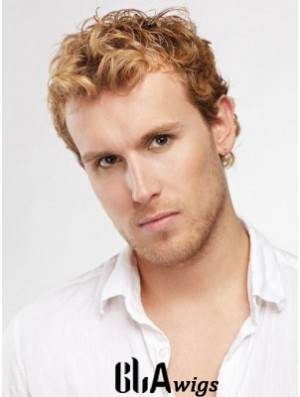 Blonde Short Curly Capless Curly Synthetic Wig Men