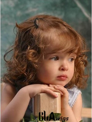 Wigs For Kids With Remy Lace Front Shoulder Length Curly Style