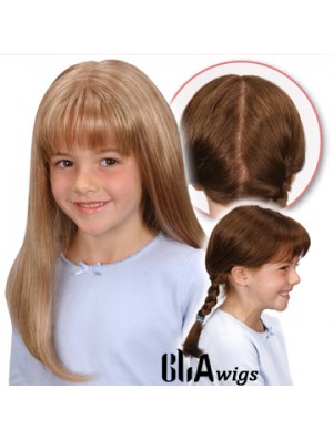 Monofilament Synthetic Long Blonde Straight Wigs For Kids UK