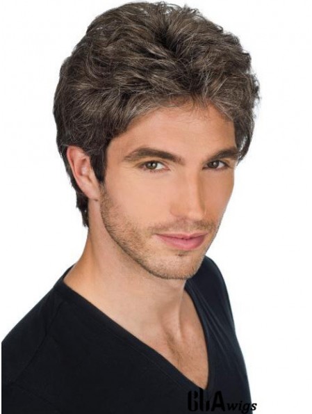6 inch Remy Human Full Lace Straight Short Good Quality Mens Wigs