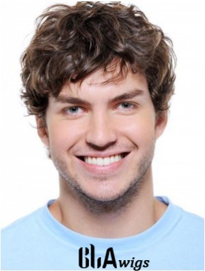 Wavy Synthetic Auburn Lace Front Wigs For Men