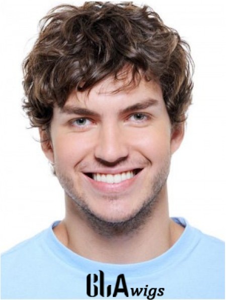 Wavy Synthetic Auburn Lace Front Wigs For Men