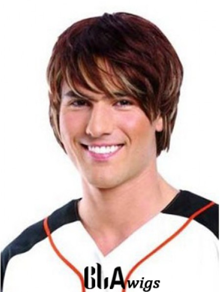 Lace Front Auburn Remy Human Short Straight Mans Wigs