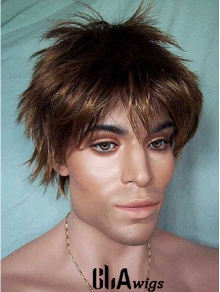 Lace Front Brown Short Straight Synthetic Man Lace Wig