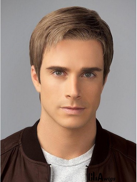 Straight Blonde Without Bangs 4 inch Wigs For Men