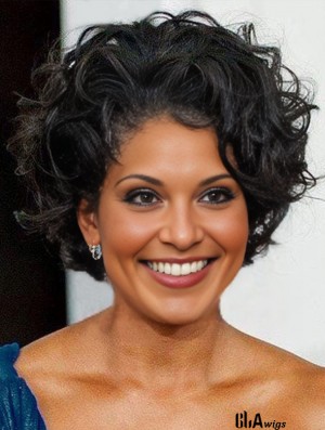Lace Front Boycuts Short Curly 8 inch Black Sassy  Wigs
