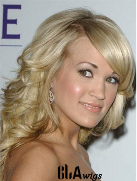 Online Blonde Shoulder Length Wavy 14 inch With Bangs Carrie Underwood Wigs