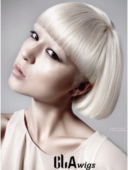 Lace Front Bobs Short Straight 10 inch Platinum Blonde Great Fashion Wigs