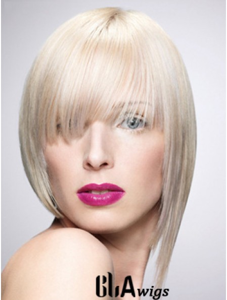 Monofilament Bobs Short Straight 10 inch Platinum Blonde New Fashion Wigs