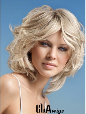 Full Lace Layered Chin Length Wavy 12 inch Platinum Blonde Cheap Fashion Wigs