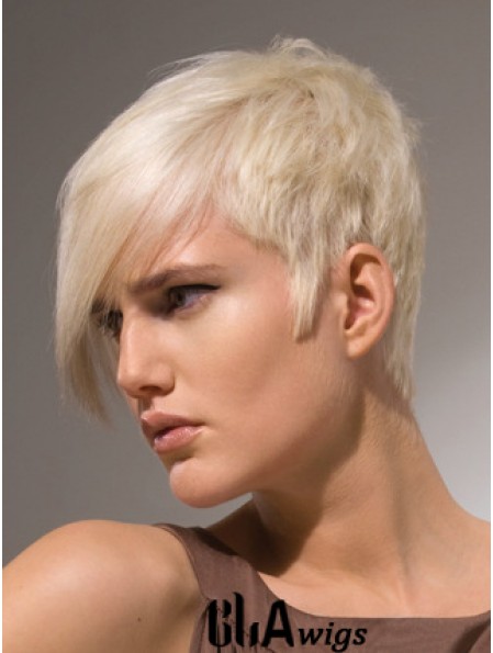 Capless Boycuts Short Straight 8 inch Platinum Blonde Stylish Fashion Wigs